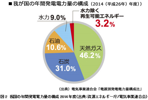 図2　我国の年間発電電力量の構成2014年度（出典：資源エネルギー庁/電気事業連合会）